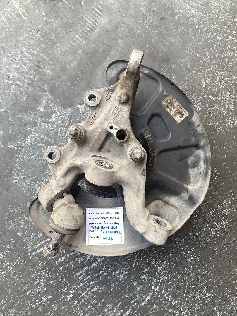 Mercedes-Benz E300 2014 W212 Left Steering Knuckle and Brake Disc Cover (used) - A2123322301