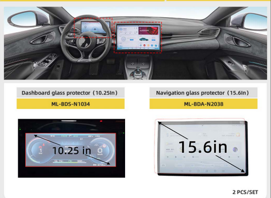 BYD Seal 2022-2024 Navigation Glass Protector 15.6 in And Dashboard Glass Protector 10.25in